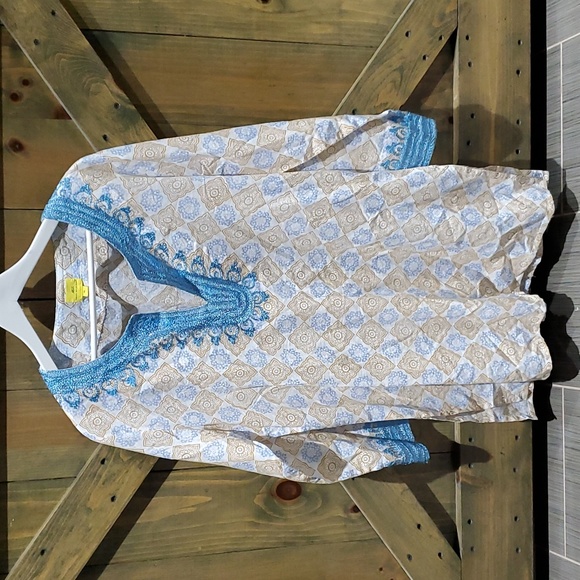 Roberta Roller Rabbit Tops - ROBERTA RABBIT ROLLER TUNIC PEASANT TOP SIZE XL